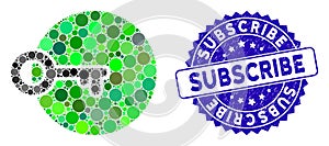 Mosaic Login Icon with Distress Subscribe Seal