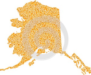 Mosaic Map of Alaska State - Gold Composition of Spall Items in Yellow Tinges