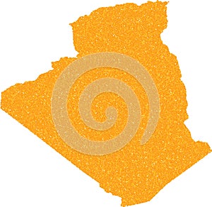 Mosaic Map of Algeria - Golden Composition of Shard Fractions in Yellow Hues