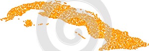 Mosaic Map of Cuba Island - Gold Composition of Spall Fractions in Yellow Tints