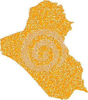 Mosaic Map of Iraq - Gold Composition of Spall Fractions in Yellow Shades