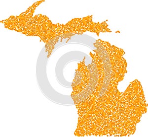 Mosaic Map of Michigan State - Gold Composition of Spall Fragments in Yellow Hues