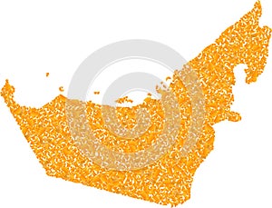 Mosaic Map of United Arab Emirates - Golden Composition of Shard Fractions in Yellow Tints