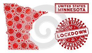Mosaic Minnesota State Map and Distress Lockdown Stamps