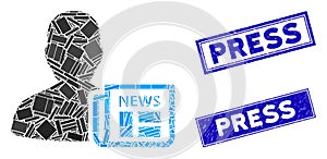 Newsmaker Newspaper Mosaic and Distress Rectangle Press Seals photo