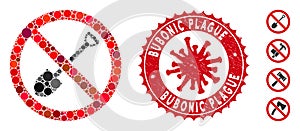 Mosaic No Digging Icon with Coronavirus Textured Bubonic Plague Seal