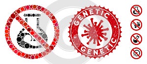 Mosaic No Extracorporeal Children Icon with Coronavirus Textured Genetic Stamp