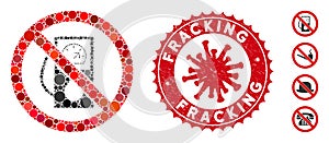 Mosaic No Gas Station Icon with Coronavirus Textured Fracking Seal