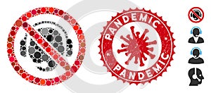 Mosaic No Support Operator Icon with Coronavirus Distress Pandemic Stamp