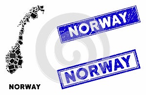 Mosaic Norway Map and Distress Rectangle Stamp Seals