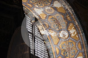 Mosaic in the old church of Hagia Sophia also called Holy Wisdom, Sancta Sophia or Ayasofya in Istanbul, Turkey photo