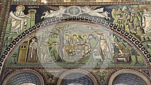 Mosaic from the Old Testament sacrifice of Isaac in the Basilica of San Vitale in Ravenna, Italy.