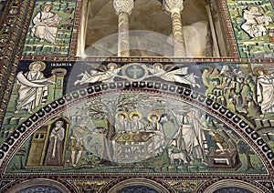 Mosaic from the Old Testament sacrifice of Isaac in the Basilica of San Vitale in Ravenna, Italy.