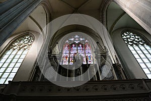 Minoritenkirche windows ang organ - Vienna, Austria