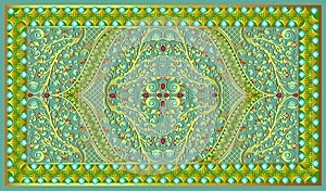 mosaic oriental kilim rug with traditional folk geometric ornament