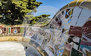 Mosaic in Parc Guell, Barcelona,Spain.