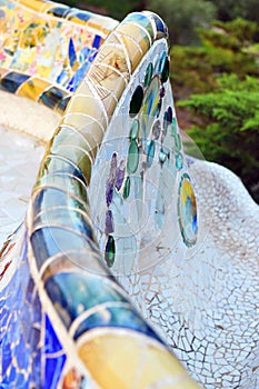 Mosaic in park Guell in Barcelona, Spain