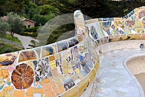 Mosaic in park Guell in Barcelona, Spain