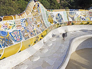 A Mosaic of Park Guell designed by Antonio Gaudi. Barcelona photo