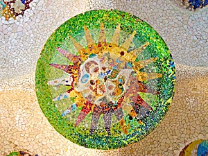 A Mosaic of Park Guell designed by Antonio Gaudi. Barcelona photo