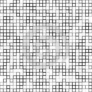 Mosaic pattern with random squares - Black and white geometric t