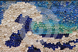 Mosaic of plastic bottle caps
