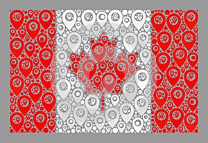 Navigation Canada Flag - Collage with Map Markers
