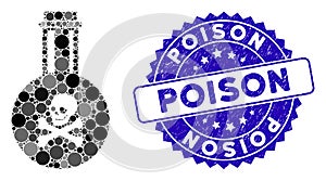 Mosaic Poison Icon with Grunge Poison Seal