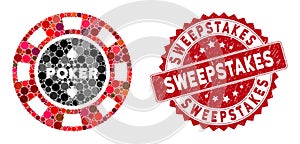 Mosaic Poker Casino Chip with Distress Sweepstakes Seal