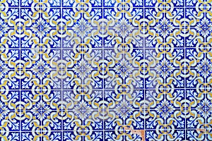 Mosaic of Portuguese azulejo tiles photo