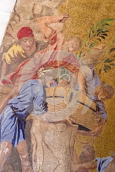 Vertical: Detail of the mosaic on St. Mark`s Basilica in Venice.