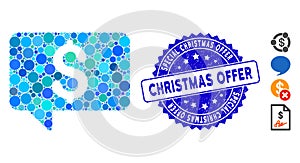 Mosaic Price Message Icon with Grunge Special Christmas Offer Seal