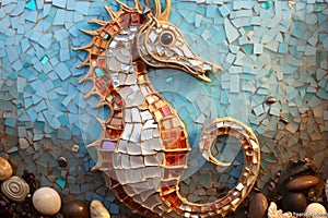 Mosaic representation of a seahorse