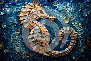 Mosaic representation of a seahorse