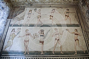 Mosaic at roman villa in sicily