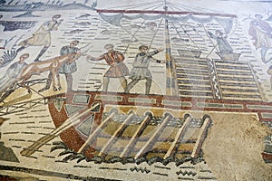 Mosaic at roman villa in sicily