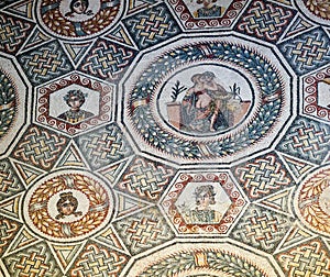 Mosaic at roman villa in sicily