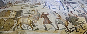 Mosaic at roman villa in sicily photo