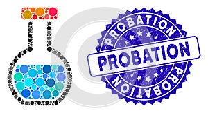 Mosaic Round Retort Icon with Scratched Probation Stamp photo