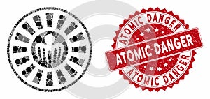 Mosaic Spectre Casino Roulette with Scratched Atomic Danger Stamp