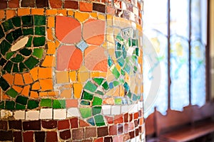 Mosaic and stained glass, Palau de la Musica, Barcelona, Spain photo