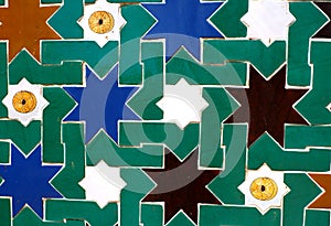 Mosaic star tiles in the old Moorish style.