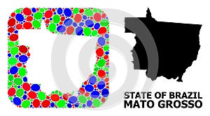 Mosaic Stencil and Solid Map of Mato Grosso State