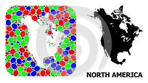 Mosaic Stencil and Solid Map of North America