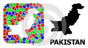 Mosaic Stencil and Solid Map of Pakistan