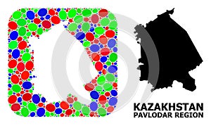 Mosaic Stencil and Solid Map of Pavlodar Region photo