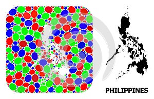 Mosaic Stencil and Solid Map of Philippines