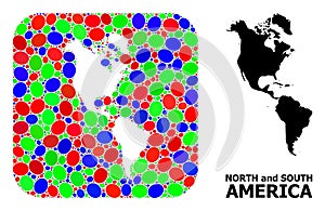 Mosaic Stencil and Solid Map of South and North America