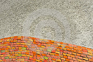 Mosaic stones on wall building. Multicolored abstract background for your design with copy space and place for text photo