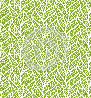 Mosaic Tile Decorative Leaves Seamless Pattern. Continuous leaf background. Floral Texture.